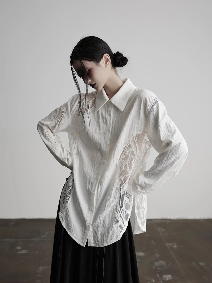 White Long Sve Textured Sensation irt Women's Spring Autumn Design Hollow out Collar Indue Cotton Nylon Blend
White Long Sve Textured Sensation irt Women's Spring Autumn Design Hollow out Collar Indue Cotton Nylon Blend