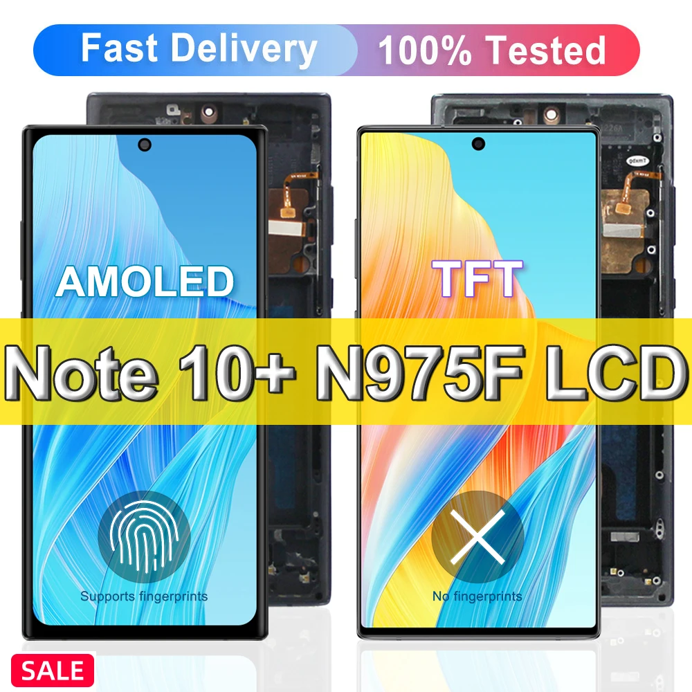 AMOLED TFT Note 10 Plus Screen For Samsung Note 10+ LCD Display 5G N976F Touch Screen +Frame Support S Pen with Fingerprints
AMOLED TFT Note 10 Plus Screen For Samsung Note 10+ LCD Display 5G N976F Touch Screen +Frame Support S Pen with Fingerprints