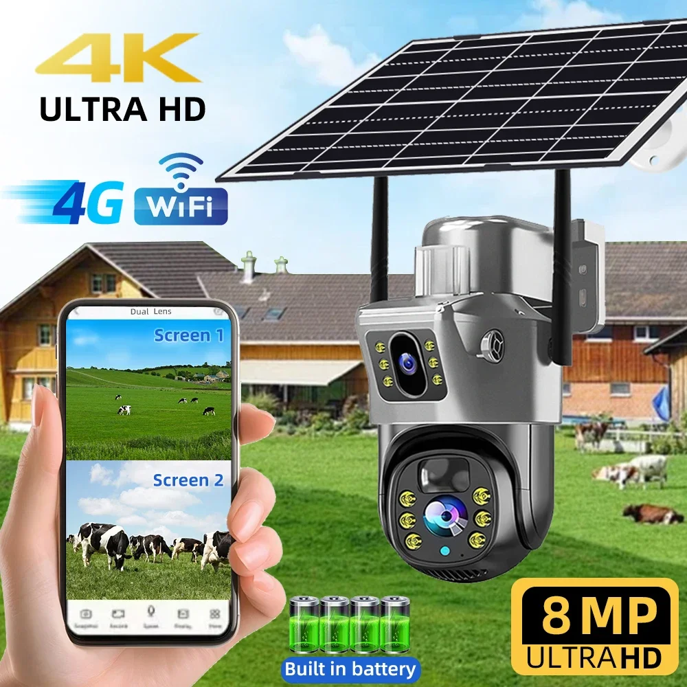 V380 Pro 4G Solar Camera Dual Lenses Outdoor 8MP 4K Low Power Battery IP Camera PIR Night Vision CCTV Security Protection
V380 Pro 4G Solar Camera Dual Lenses Outdoor 8MP 4K Low Power Battery IP Camera PIR Night Vision CCTV Security Protection