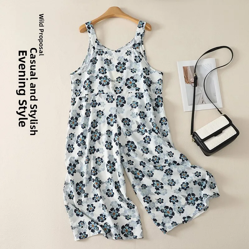 Dopamine Blue Print Halter One-Piece Suit Lazy Style Drapey Strap Wide Leg Pants Floral Pants Thin Cotton Polyester Blend
Dopamine Blue Print Halter One-Piece Suit Lazy Style Drapey Strap Wide Leg Pants Floral Pants Thin Cotton Polyester Blend