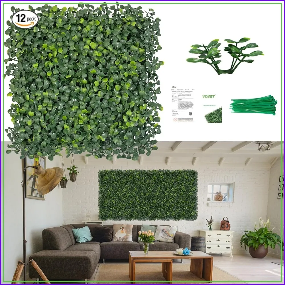 12PCS Grass Wall Panels 10x10in Artificial Boxwood with 50 Zip Ties, Fake Greenery Backdrop for Outdoor Indoor Garden Fence Decor
12PCS Grass Wall Panels 10x10in Artificial Boxwood with 50 Zip Ties, Fake Greenery Backdrop for Outdoor Indoor Garden Fence Decor