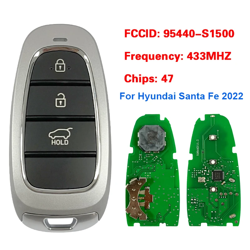 CN020280 Aftermarket 3 Button Smart Key For Hyundai Santa Fe 2022 Keyless Remote Fob 47 Chip 433Mhz FOB-4F25 PN: 95440-S1500
CN020280 Aftermarket 3 Button Smart Key For Hyundai Santa Fe 2022 Keyless Remote Fob 47 Chip 433Mhz FOB-4F25 PN: 95440-S1500