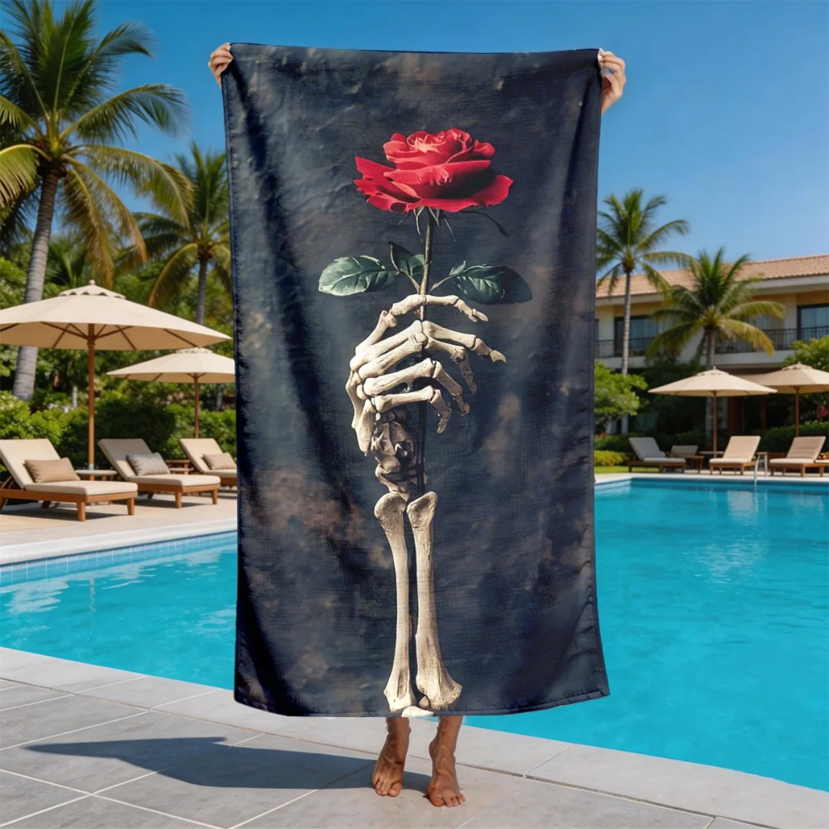 Пляжное полотенце из полиэфирной микрофибры Skeleton Hand and the Red Rose обладает высокой впитывающей способностью, подходит для плавания и поездок на пляж.
Пляжное полотенце из полиэфирной микрофибры Skeleton Hand and the Red Rose обладает высокой впитывающей способностью, подходит для плавания и поездок на пляж.