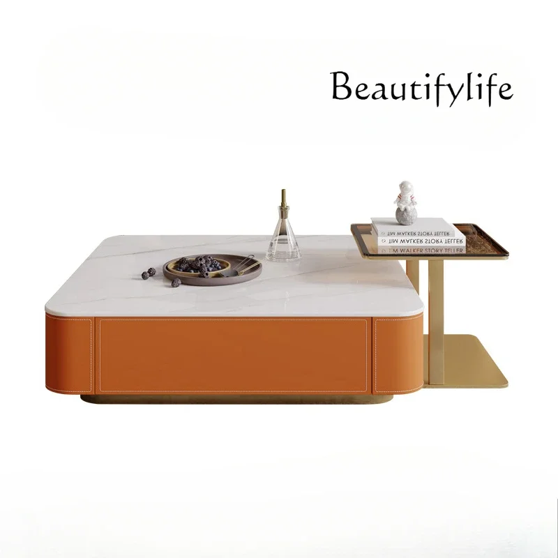Italian saddle leather square coffee table modern simple stainless steel high-end villa living room coffee table TV cabinet
Italian saddle leather square coffee table modern simple stainless steel high-end villa living room coffee table TV cabinet