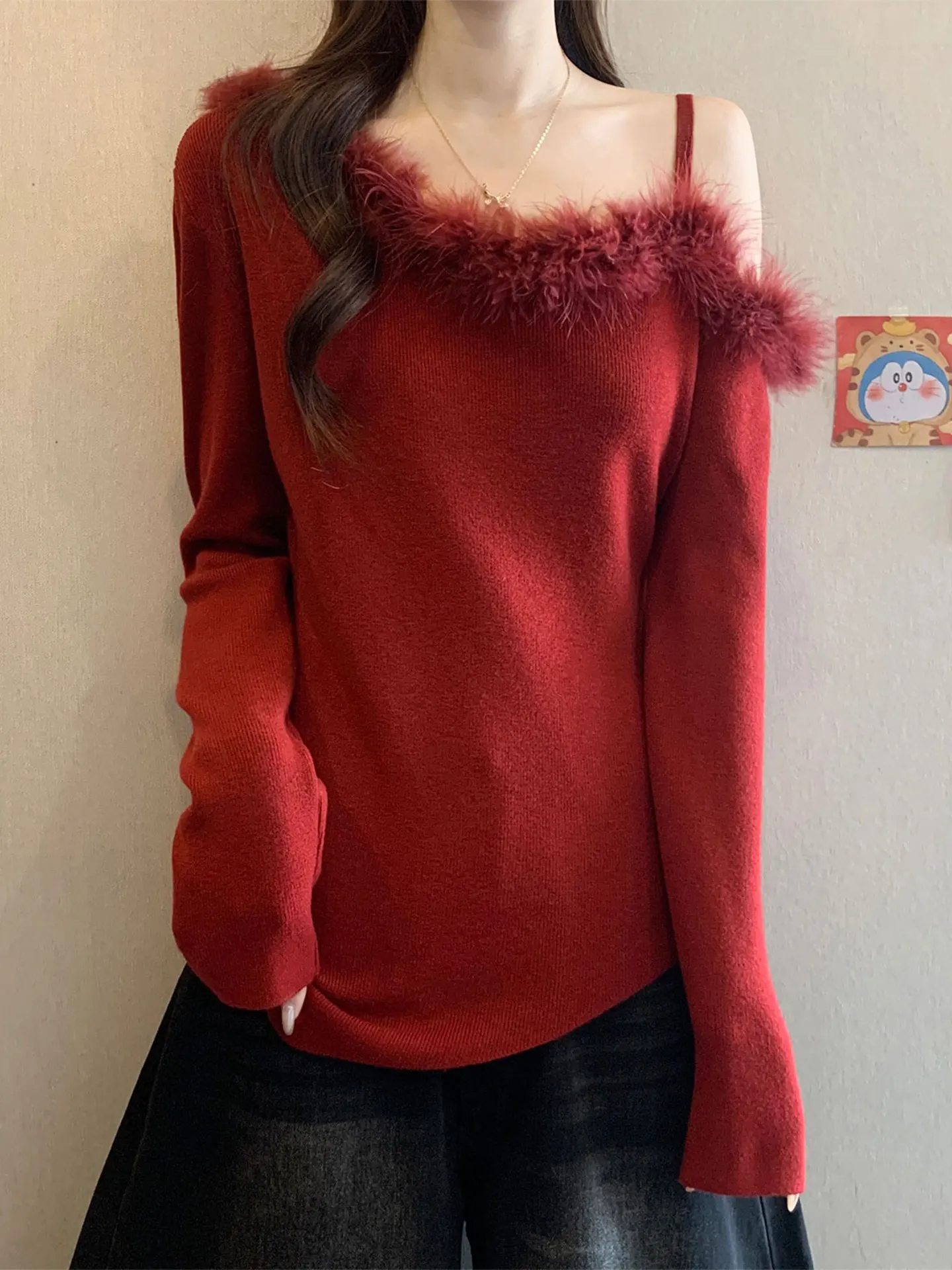 Red Knitted oulder Bared Long Sve Sweater Women Early Spring plus Size Slimming Base irt Casual Sle Slim Fit Soft Fa...
Red Knitted oulder Bared Long Sve Sweater Women Early Spring plus Size Slimming Base irt Casual Sle Slim Fit Soft Fa...