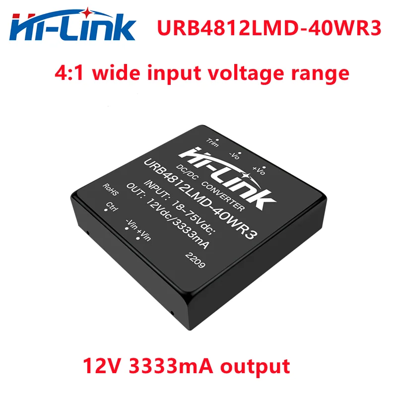 HiLink New DCDC Converter URB4812LMD-40WR3 Step Down 40W 48V to 12V 3333mA Output Switching Power Supply Module for street light
HiLink New DCDC Converter URB4812LMD-40WR3 Step Down 40W 48V to 12V 3333mA Output Switching Power Supply Module for street light