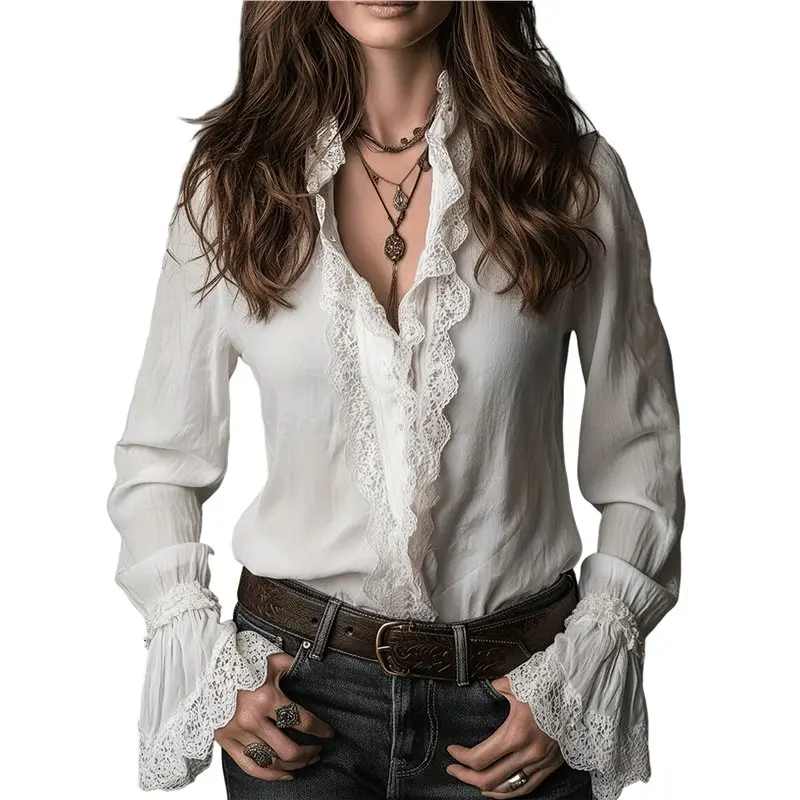 ABRT-Women Dressy Casual Lace Blouse Cotton Long Sleeve Button Up Shirts Tops White S
ABRT-Women Dressy Casual Lace Blouse Cotton Long Sleeve Button Up Shirts Tops White S