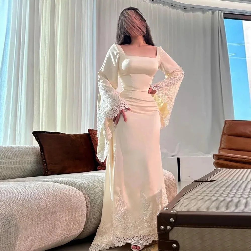 Customized Long Sleeves Wedding Party Dresses 2026 Mermaid Square Neck Lace Pleated Appliques Floor Length Prom Dresses
Customized Long Sleeves Wedding Party Dresses 2026 Mermaid Square Neck Lace Pleated Appliques Floor Length Prom Dresses