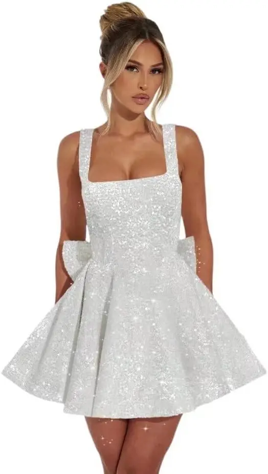 Dessiny Square Neck Sequin Homecoming Dresses 2025 Spaghetti Strap Mermaid Cocktail Party Dresses with Bow Above Knee , Mini
Dessiny Square Neck Sequin Homecoming Dresses 2025 Spaghetti Strap Mermaid Cocktail Party Dresses with Bow Above Knee , Mini
