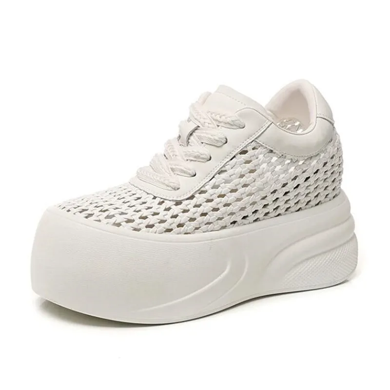 Luxury Summer Cutout Mesh Woven Casual Sneakers Round Toe Breathable Mesh Lightweight Front Lace-Up Booster Platform Shoes 34-40
Luxury Summer Cutout Mesh Woven Casual Sneakers Round Toe Breathable Mesh Lightweight Front Lace-Up Booster Platform Shoes 34-40