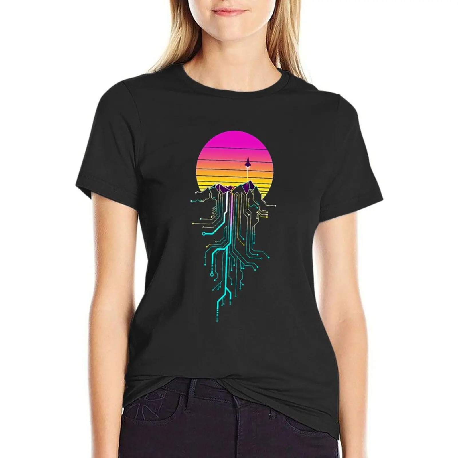 Synth Mountain Sunrise Active T-Shirt customs design your own summer clothes blacks t-shirts for Women pack
Synth Mountain Sunrise Active T-Shirt customs design your own summer clothes blacks t-shirts for Women pack