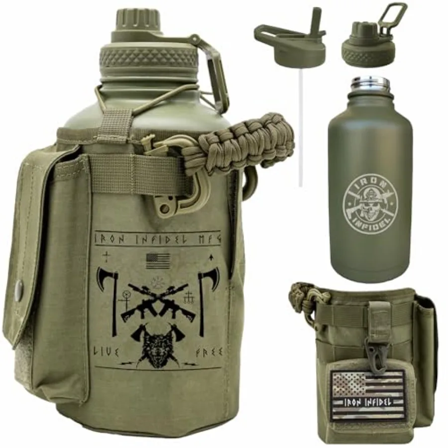Battle Bottle - Half Gallon Insulated Water Bottle with Paracord Handle, Large Stainl Steel Water Jug with Red, Removable Sleev
Battle Bottle - Half Gallon Insulated Water Bottle with Paracord Handle, Large Stainl Steel Water Jug with Red, Removable Sleev