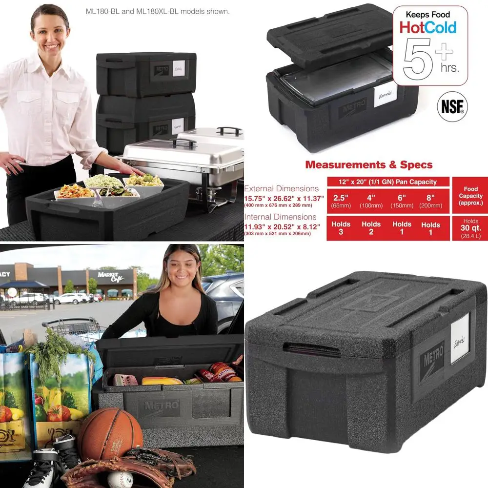 Термосумка для еды с верхней загрузкой - многофункциональный контейнер для посуды, термоконтейнер и подогреватель еды - вместимость 30 кварт или на 3 кастрюли, черный
Термосумка для еды с верхней загрузкой - многофункциональный контейнер для посуды, термоконтейнер и подогреватель еды - вместимость 30 кварт или на 3 кастрюли, черный