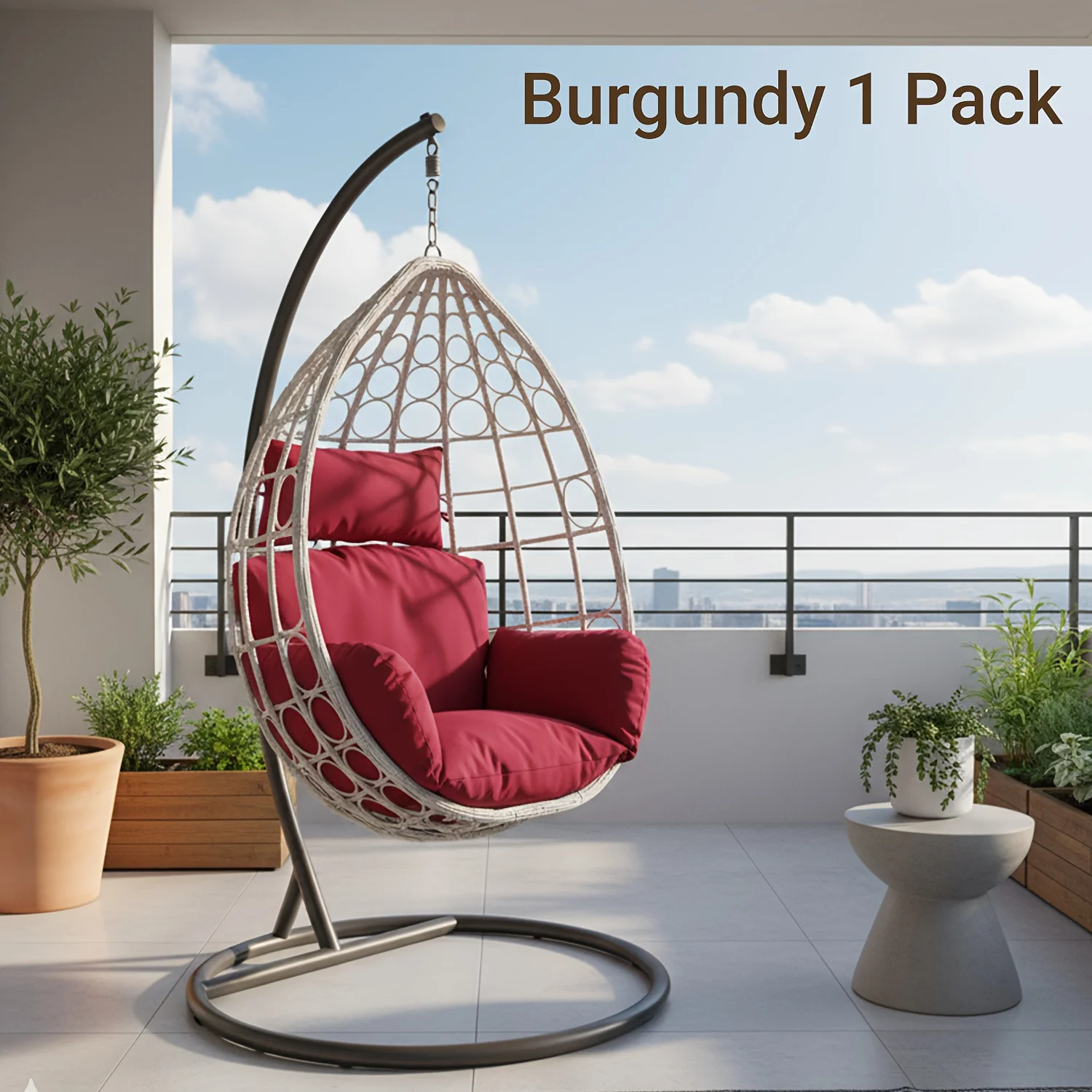 Replacement Cushion for Egg Chairs, Waterproof Pads for Outdoor Hanging Swings, Thick U-Shaped Cushions with Ties, Measuring 49X49 Inches in Cream And Burgundy
Replacement Cushion for Egg Chairs, Waterproof Pads for Outdoor Hanging Swings, Thick U-Shaped Cushions with Ties, Measuring 49X49 Inches in Cream And Burgundy