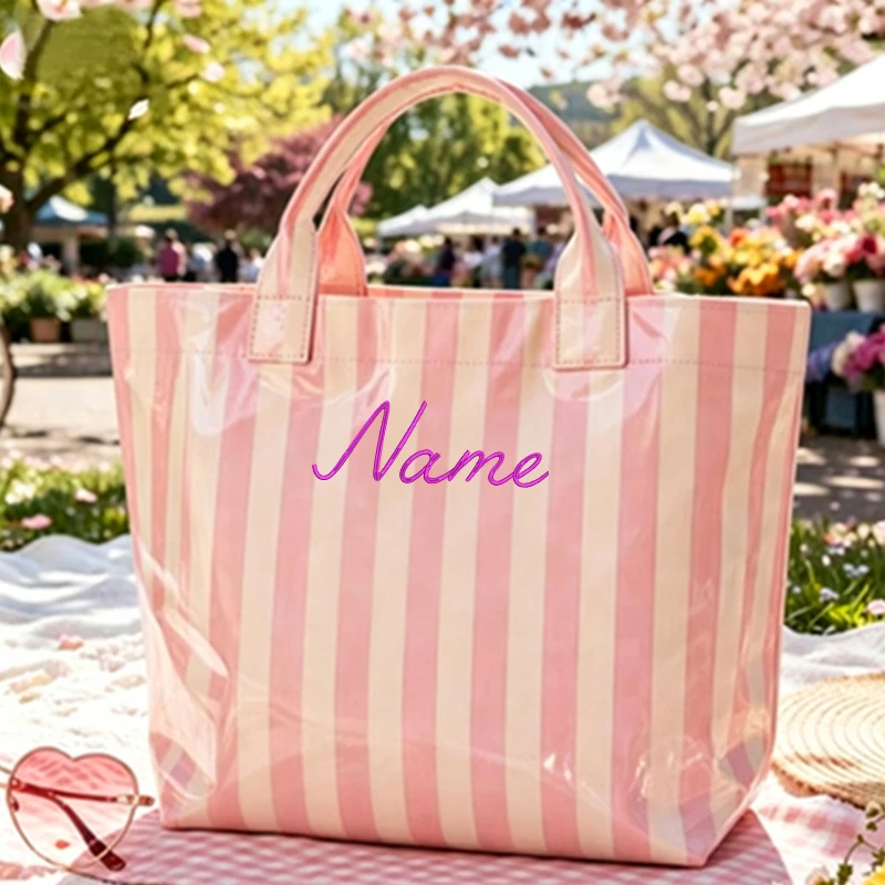 Name Embroidery Customization Striped Tote Bag High Value Lightweight Handbag Commuting Large Capacity Portable Travel Vacation
Name Embroidery Customization Striped Tote Bag High Value Lightweight Handbag Commuting Large Capacity Portable Travel Vacation
