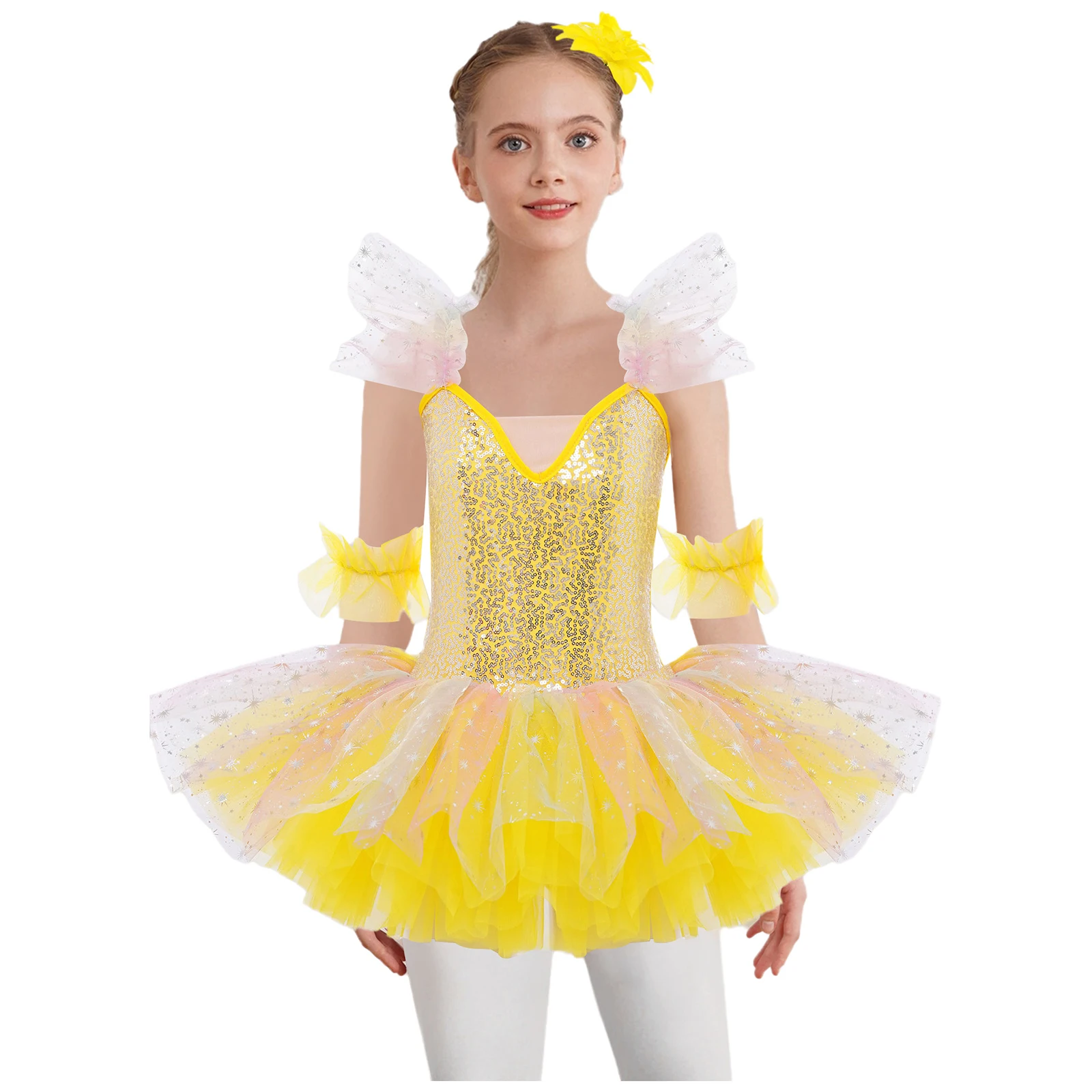 Girls Ruffle Sleeves Professional Tutu Ballet Dress Adjustable Shoulder Straps Sequin Ballerina Dress with Headwear Cuffs Outfit
Girls Ruffle Sleeves Professional Tutu Ballet Dress Adjustable Shoulder Straps Sequin Ballerina Dress with Headwear Cuffs Outfit