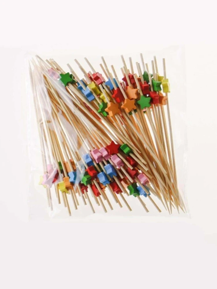 1 set of 100 bamboo five-pointed star toothpicks, disposable fruit bar multi-color, kitchen tableware, disposable tableware
1 set of 100 bamboo five-pointed star toothpicks, disposable fruit bar multi-color, kitchen tableware, disposable tableware