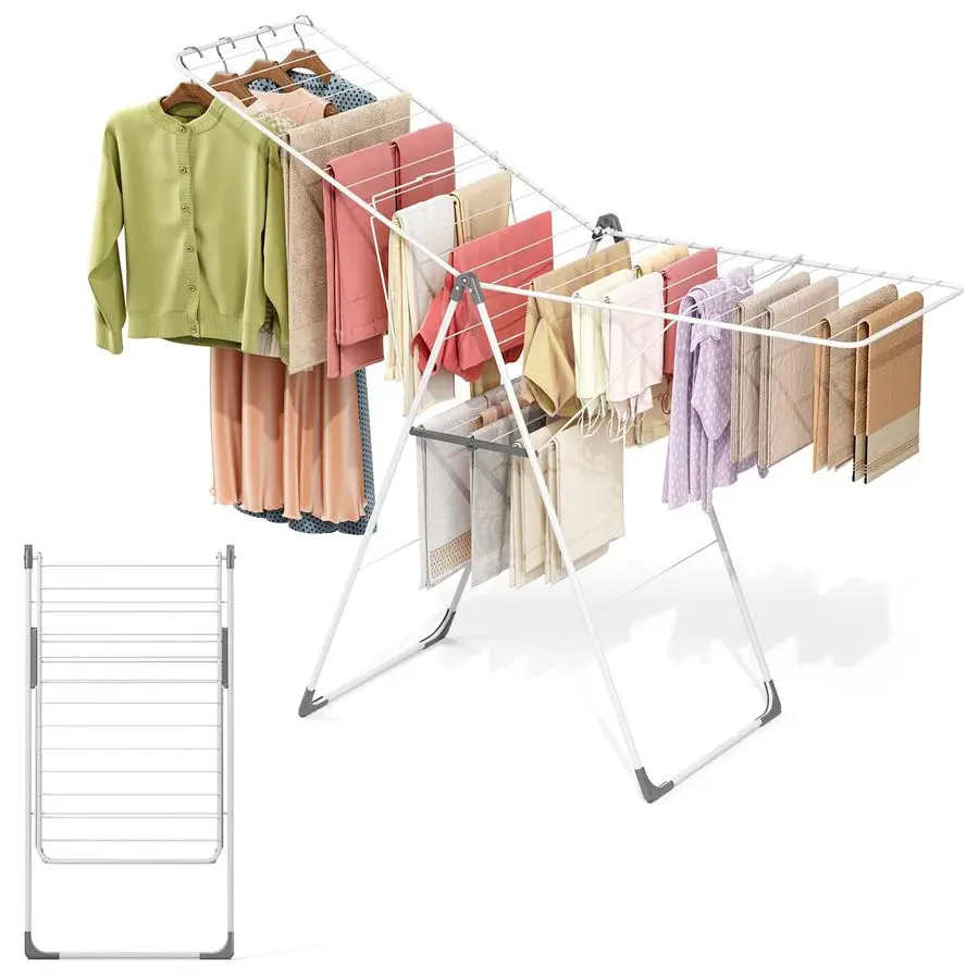 Складная сушилка для одежды увеличенного размера с L-образными ножками, регулируемая по высоте, многоярусная сушилка для белья
Складная сушилка для одежды увеличенного размера с L-образными ножками, регулируемая по высоте, многоярусная сушилка для белья