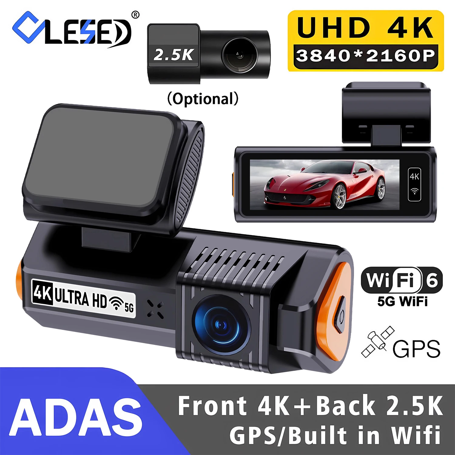 Видеорегистратор ADAS 4K+2.5K (3840*2160P) с двумя камерами (фронтальная и задняя 2.5K), Wi-Fi, GPS, круглосуточным ночным видением и функцией черного ящика для автомобиля
Видеорегистратор ADAS 4K+2.5K (3840*2160P) с двумя камерами (фронтальная и задняя 2.5K), Wi-Fi, GPS, круглосуточным ночным видением и функцией черного ящика для автомобиля