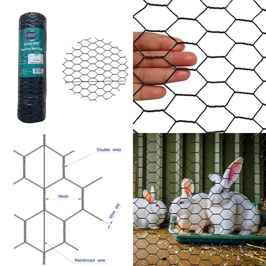 PVC Hexagonal Poultry Netting Chicken Wire 24" x50' x 1" Mesh 20GA Black
PVC Hexagonal Poultry Netting Chicken Wire 24" x50' x 1" Mesh 20GA Black