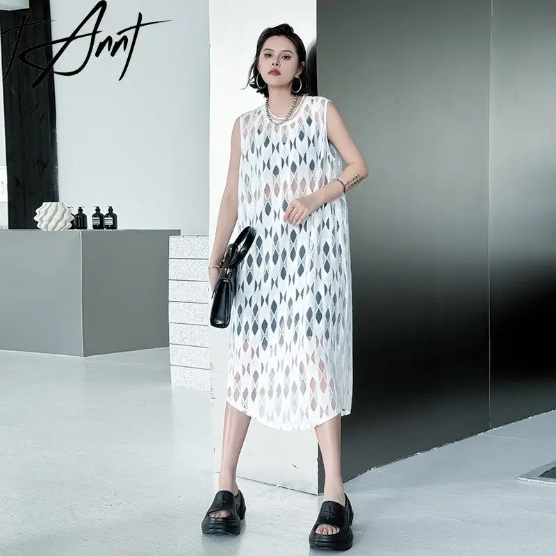 Tannt Women Dress Lace Patchwork Perspective Sleeveless Casual Dresses 2025 New Irregular Hollow Out Black White Long Dresses
Tannt Women Dress Lace Patchwork Perspective Sleeveless Casual Dresses 2025 New Irregular Hollow Out Black White Long Dresses