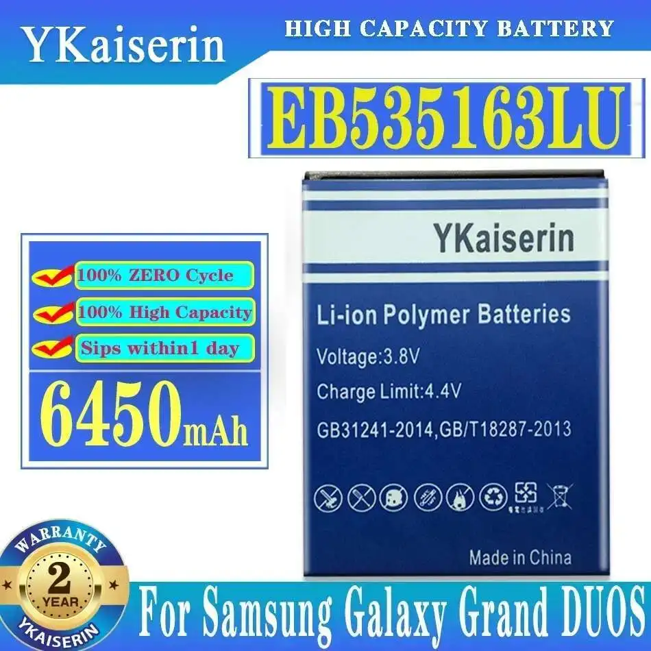 Аккумулятор мобильного телефона EB535163LU 6450 мАч для Samsung Galaxy Grand Duos i9082 i9080 i9128E i9060 i9301 i9118 i9182
Аккумулятор мобильного телефона EB535163LU 6450 мАч для Samsung Galaxy Grand Duos i9082 i9080 i9128E i9060 i9301 i9118 i9182
