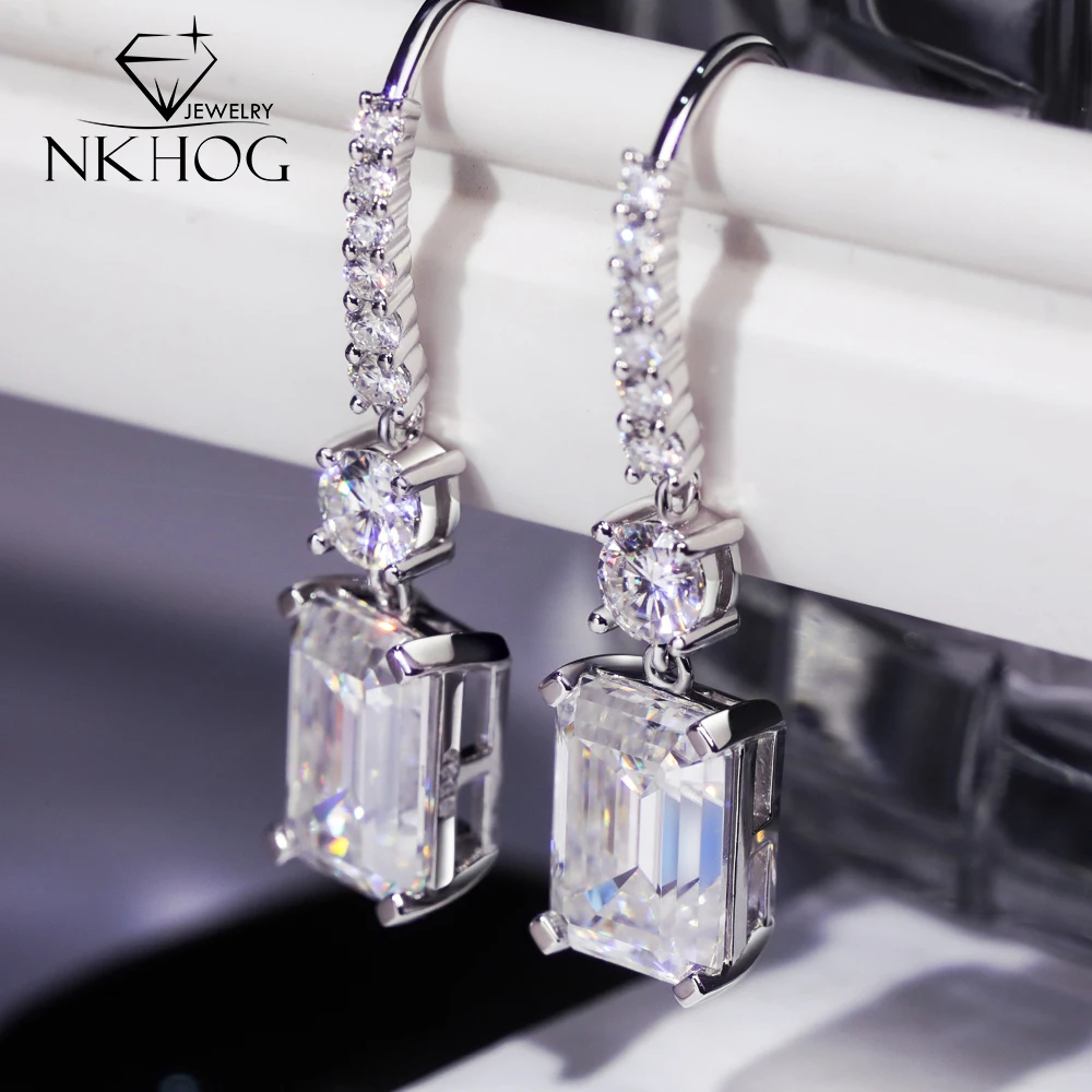 NKHOG Emerald Cut Real Moissanite S925 Silver Drop Earring For Women Sparkling Lab Diamond Party Ear Stud Fine Jewelry Certified
NKHOG Emerald Cut Real Moissanite S925 Silver Drop Earring For Women Sparkling Lab Diamond Party Ear Stud Fine Jewelry Certified