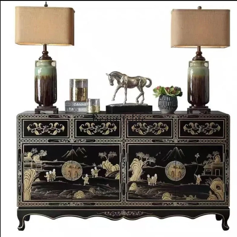 New Chinese American retro living room entry dining side cabinet entrance cabinet
New Chinese American retro living room entry dining side cabinet entrance cabinet