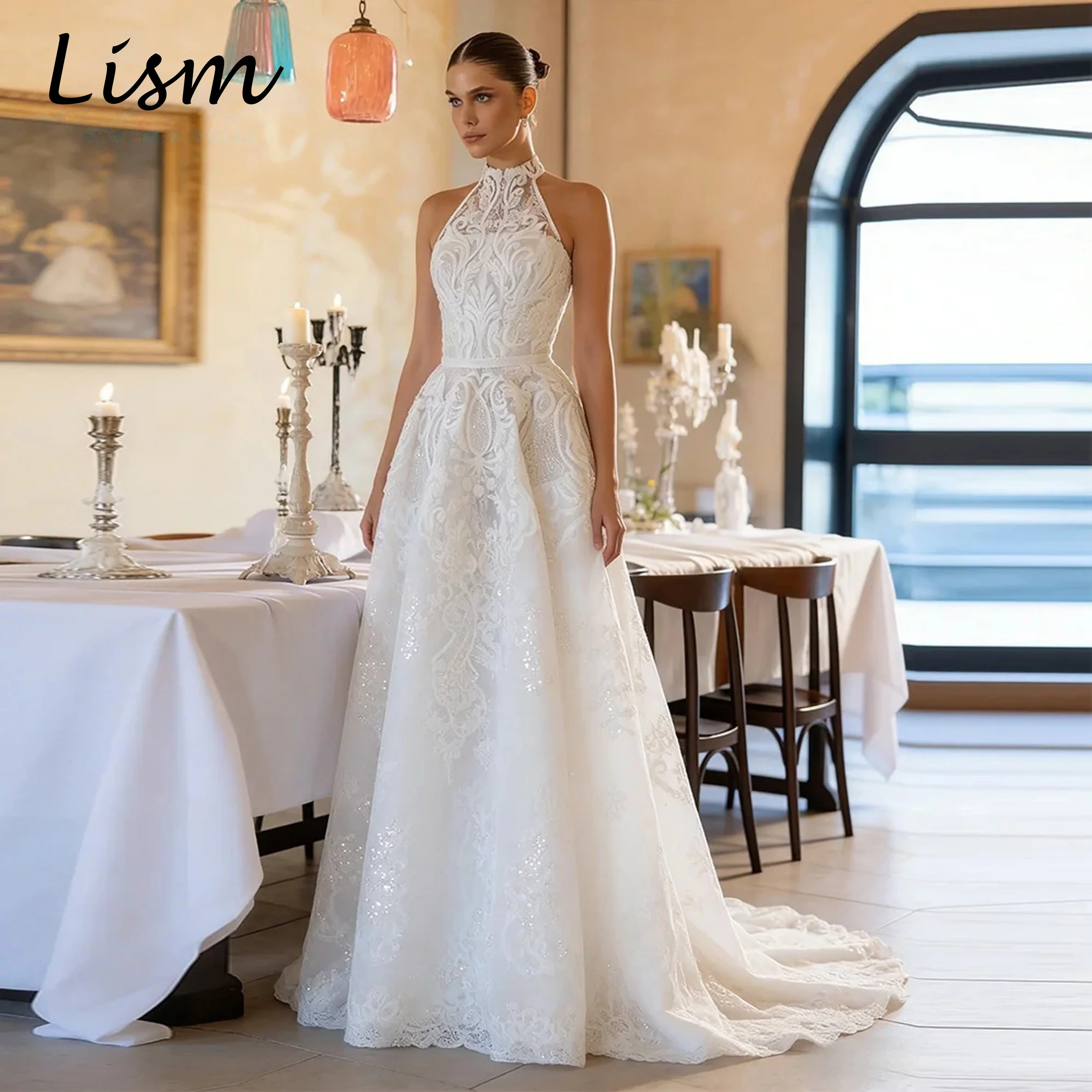 Lism Exquisite Lace A-Line Wedding Dress New Halter Sleeveless Wedding Dress Bridal Gown Pleat Robe De Mariée 2026 Customized
Lism Exquisite Lace A-Line Wedding Dress New Halter Sleeveless Wedding Dress Bridal Gown Pleat Robe De Mariée 2026 Customized
