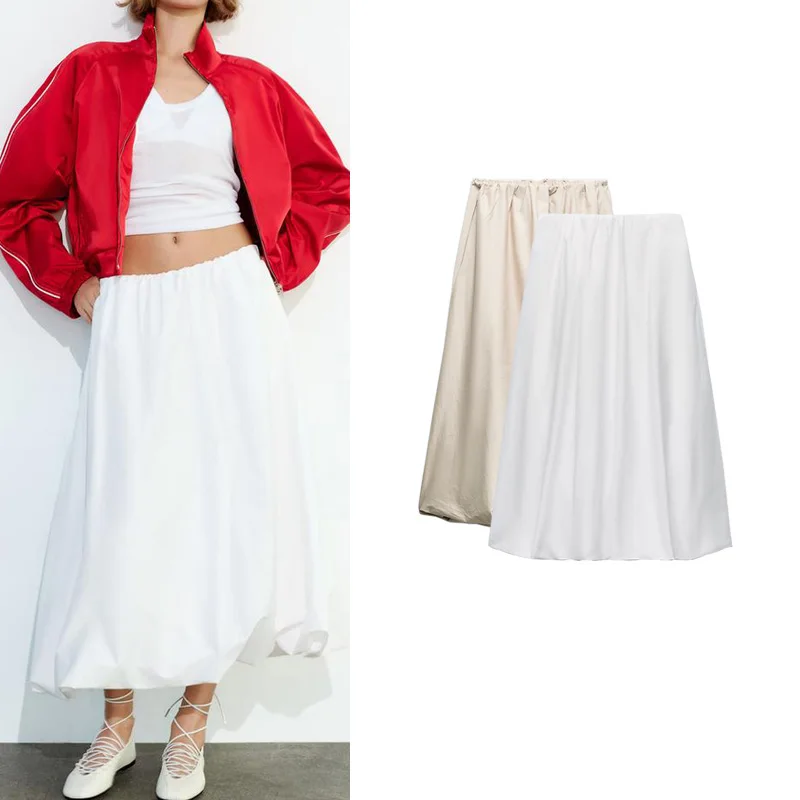 Spring New Women's Casual Elastic Waist Balloon Midi Skirt Fashionable Versatile Polyester Fiber 100% Mid-Length Skirt
Spring New Women's Casual Elastic Waist Balloon Midi Skirt Fashionable Versatile Polyester Fiber 100% Mid-Length Skirt