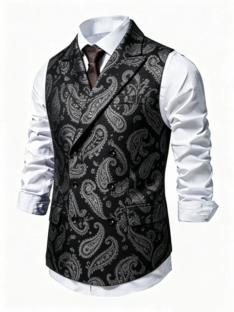 Mens Slim Fit Double Breasted Vest Paisley Print Business Casual Evening Dress Party Formal Waistcoat
Mens Slim Fit Double Breasted Vest Paisley Print Business Casual Evening Dress Party Formal Waistcoat