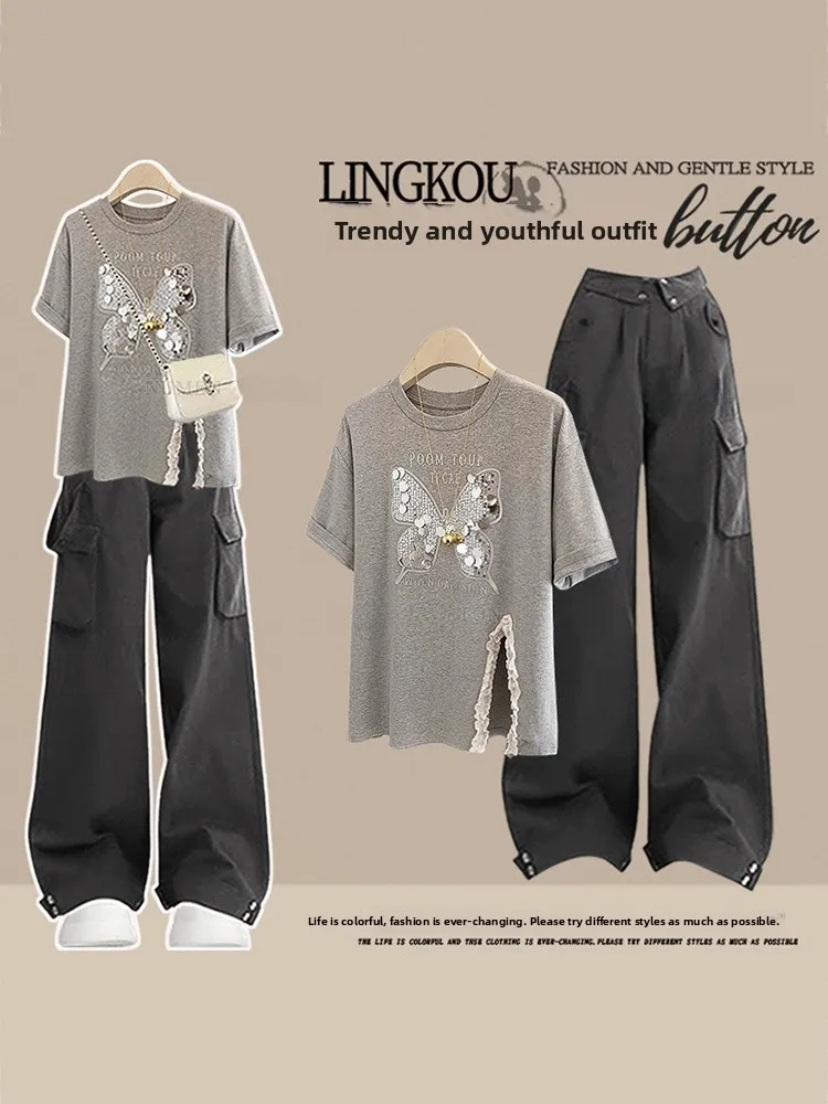 Summer Design Split Uneven High Waist Women's Set T-Shirt Matching Slim Workwear Pants Two-Piece Suit Fashionable
Summer Design Split Uneven High Waist Women's Set T-Shirt Matching Slim Workwear Pants Two-Piece Suit Fashionable