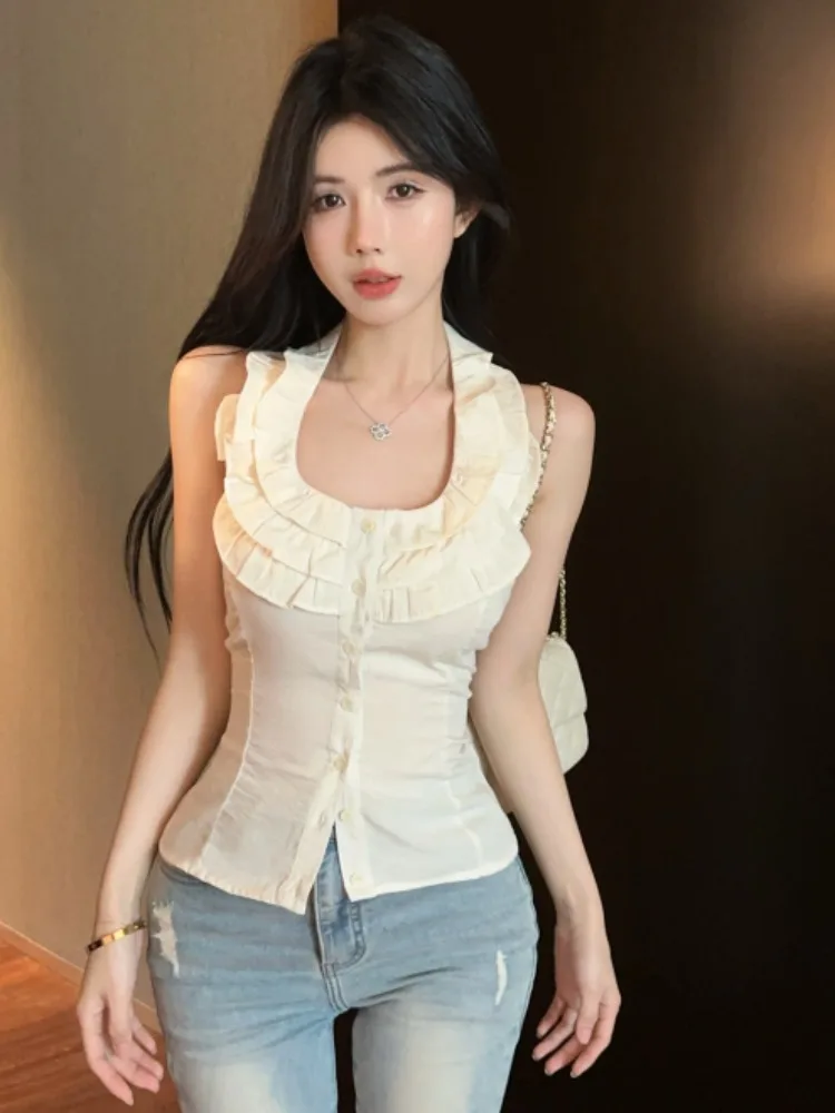 Unique Pure Desire Sweet Spicy Neck Hanging Shirt Vest Women Outerwear Spring Summer Elegant U-neck Sleeveless Beautiful Top
Unique Pure Desire Sweet Spicy Neck Hanging Shirt Vest Women Outerwear Spring Summer Elegant U-neck Sleeveless Beautiful Top
