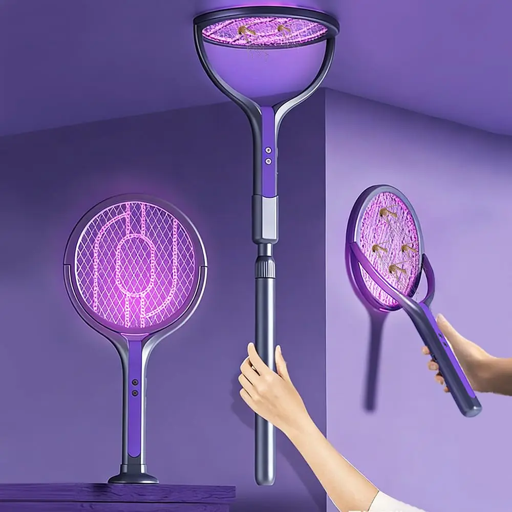 Rotating Head Electric Fly Swatter, 3000V Bug Zapper, 2 in 1 Purple Mosquito Light Killer with Telescopic Extension for Indoor
Rotating Head Electric Fly Swatter, 3000V Bug Zapper, 2 in 1 Purple Mosquito Light Killer with Telescopic Extension for Indoor
