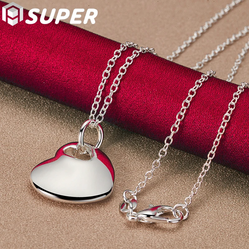 925 Sterling Silver Solid Heart Smooth Pendant Necklace Chain For Woman Man Wedding Engagement Party Charm Jewelry
925 Sterling Silver Solid Heart Smooth Pendant Necklace Chain For Woman Man Wedding Engagement Party Charm Jewelry