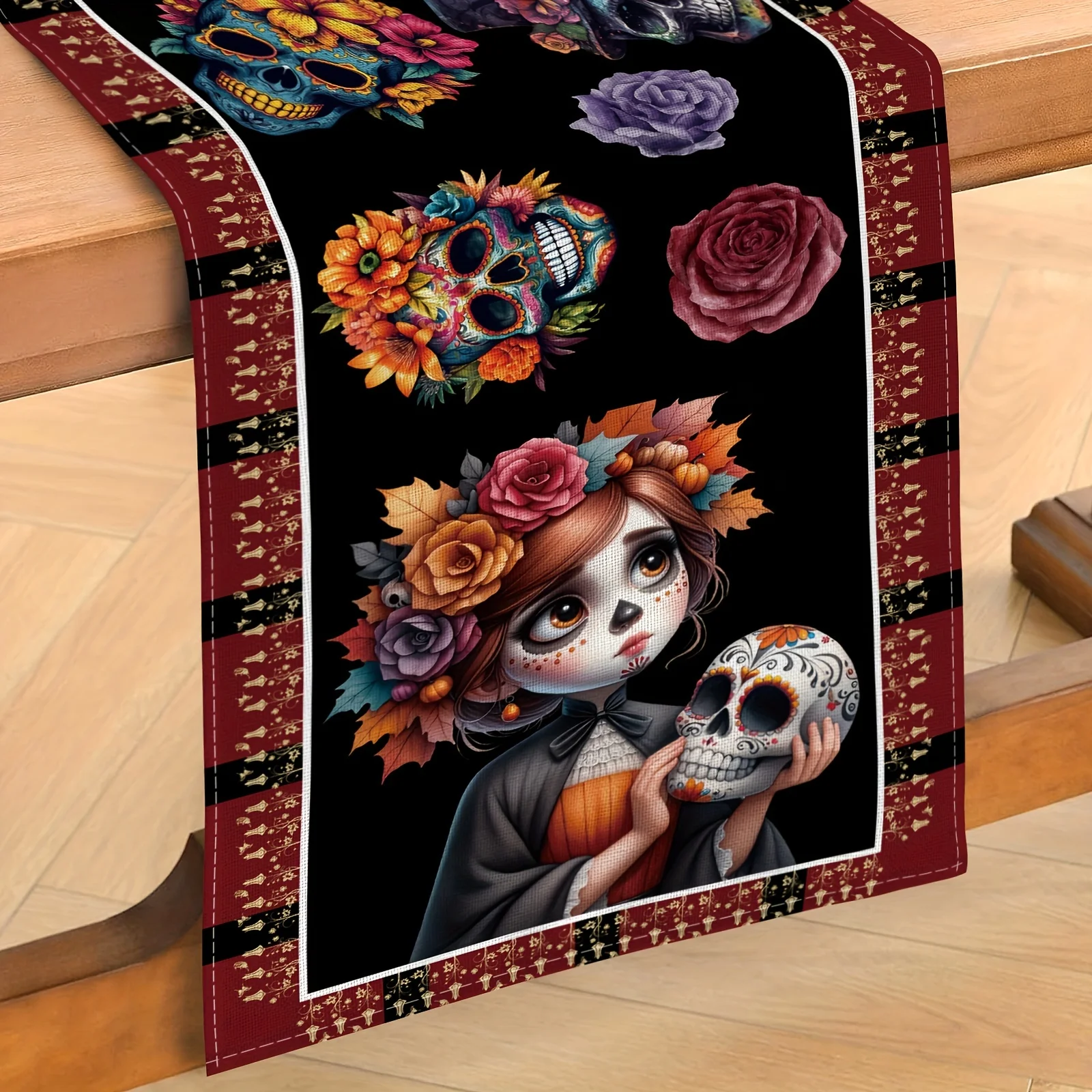 Mexican Day of The Dead Skull Linen Table Runner for Table Decor Mexico Sugar Skull Floral Table Runners Halloween Decoration
Mexican Day of The Dead Skull Linen Table Runner for Table Decor Mexico Sugar Skull Floral Table Runners Halloween Decoration