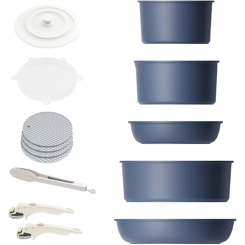 Detachable Nonstick Cookware Set - Stackable Induction Pots and Pans With Removable Handles, Dishwasher Safe - For RV Camping,
Detachable Nonstick Cookware Set - Stackable Induction Pots and Pans With Removable Handles, Dishwasher Safe - For RV Camping,