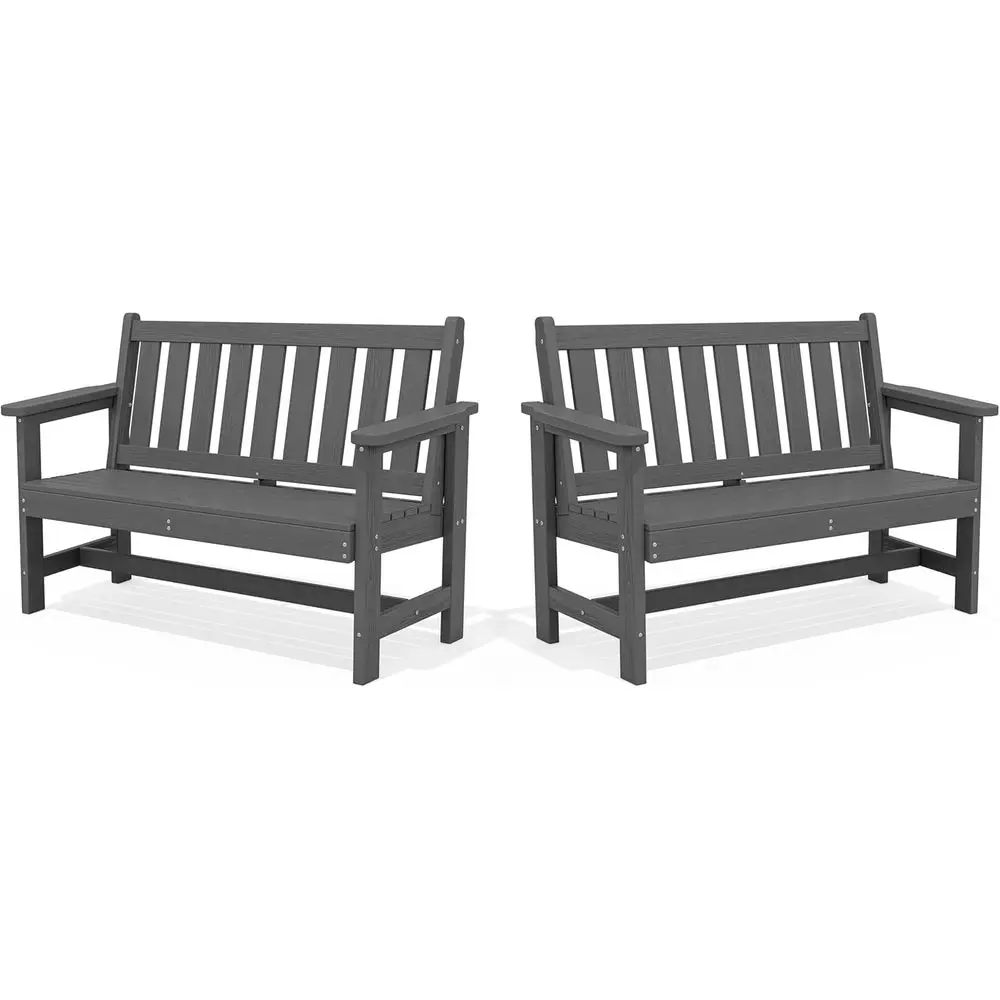 2-Person HDPE Weatherproof Outdoor Bench, 660 lbs Capacity, Grey, 2-Pack for Garden, Patio, Porch, Backyard, Park
2-Person HDPE Weatherproof Outdoor Bench, 660 lbs Capacity, Grey, 2-Pack for Garden, Patio, Porch, Backyard, Park