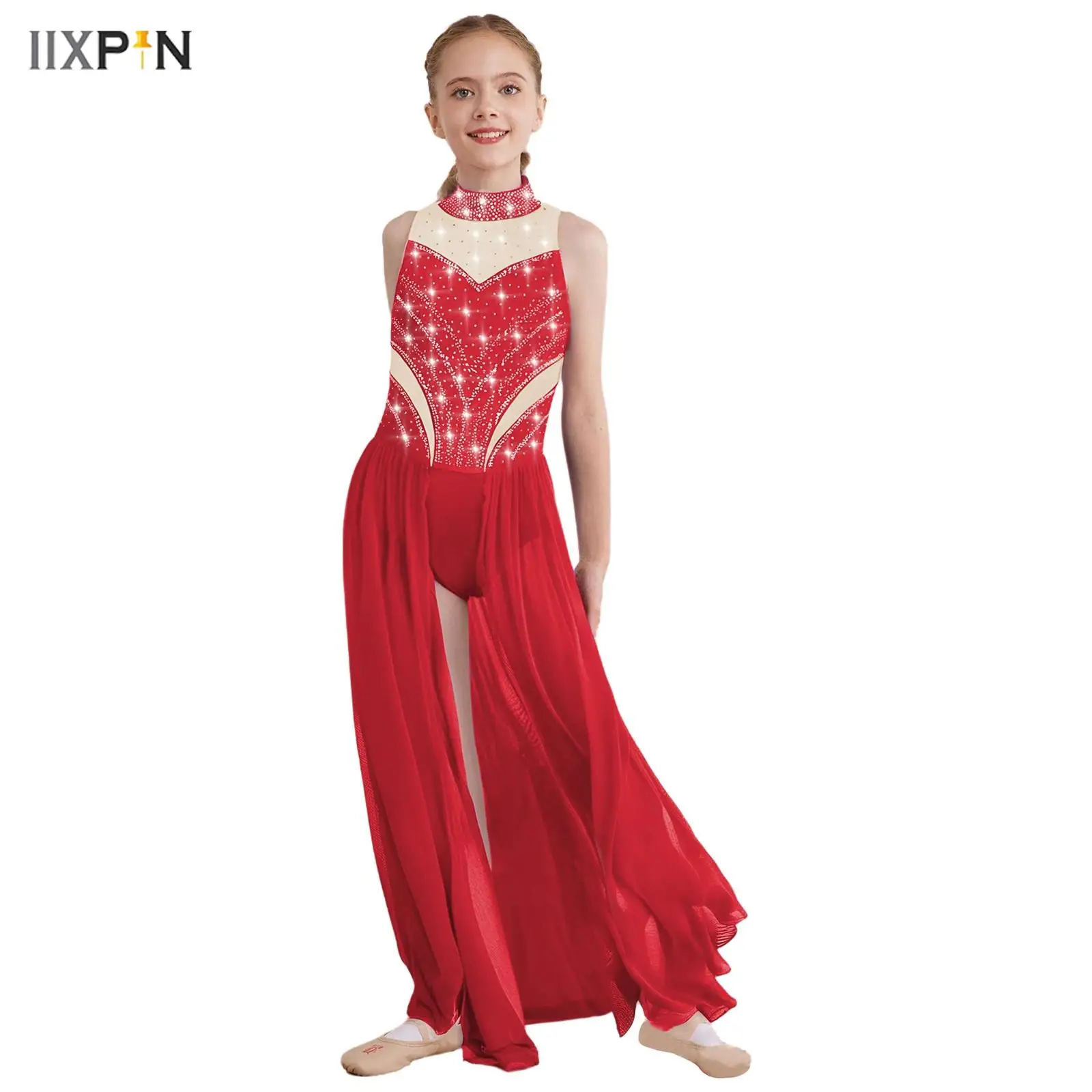 Kids Girls Contemporary Modern Lyrical Dance Dress Sleeveless Sheer Mesh Patchwork Shiny Rhinestones Split Dance Leotard Dress
Kids Girls Contemporary Modern Lyrical Dance Dress Sleeveless Sheer Mesh Patchwork Shiny Rhinestones Split Dance Leotard Dress
