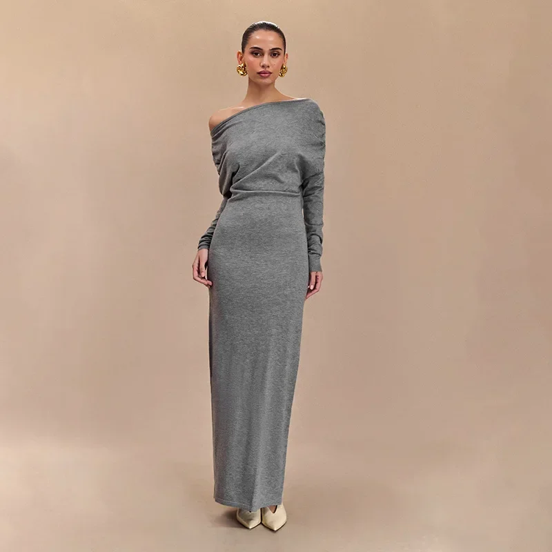 Elegant Off Shoulder Maxi Dress for Women Autumn Winter Sexy Long Sleeve Slim Party Dresses Lady Fashion Ruched Casual Outfits
Elegant Off Shoulder Maxi Dress for Women Autumn Winter Sexy Long Sleeve Slim Party Dresses Lady Fashion Ruched Casual Outfits