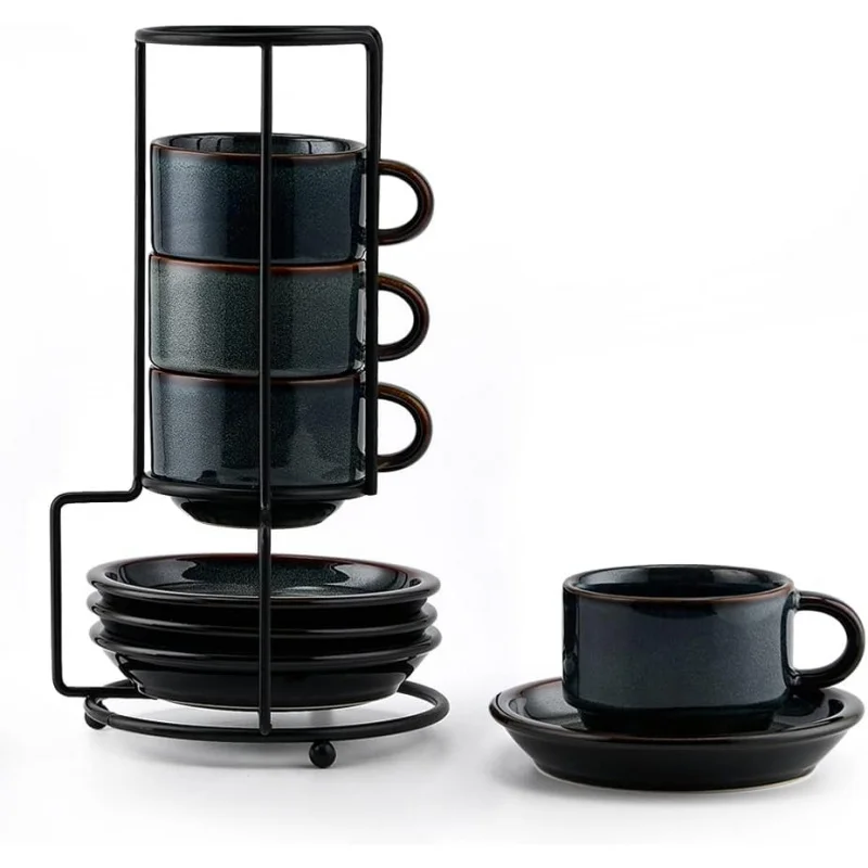 Чашки для эспрессо с блюдцами и металлической подставкой, 4-унцийные чашки Demitasse для специальных кофейных напитков, латте, чайных сервизов из 4 шт.
Чашки для эспрессо с блюдцами и металлической подставкой, 4-унцийные чашки Demitasse для специальных кофейных напитков, латте, чайных сервизов из 4 шт.