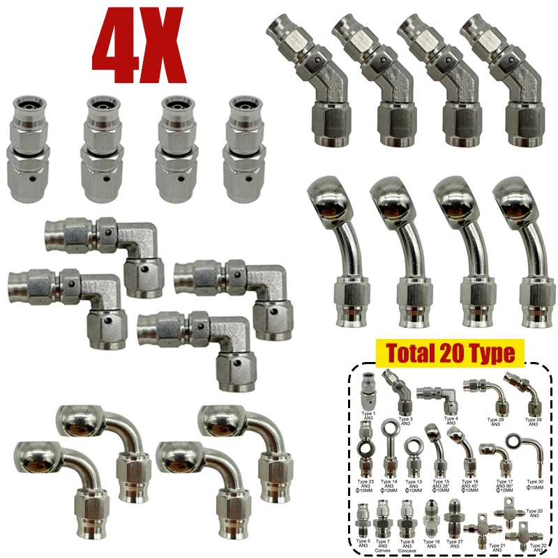 4X 3AN Motorcycle Motor Bike Hydraulic Brake Oil Hose Line Banjo Fitting M10 Stainless Steel 10mm AN3 Compression Swivel Adapter
4X 3AN Motorcycle Motor Bike Hydraulic Brake Oil Hose Line Banjo Fitting M10 Stainless Steel 10mm AN3 Compression Swivel Adapter