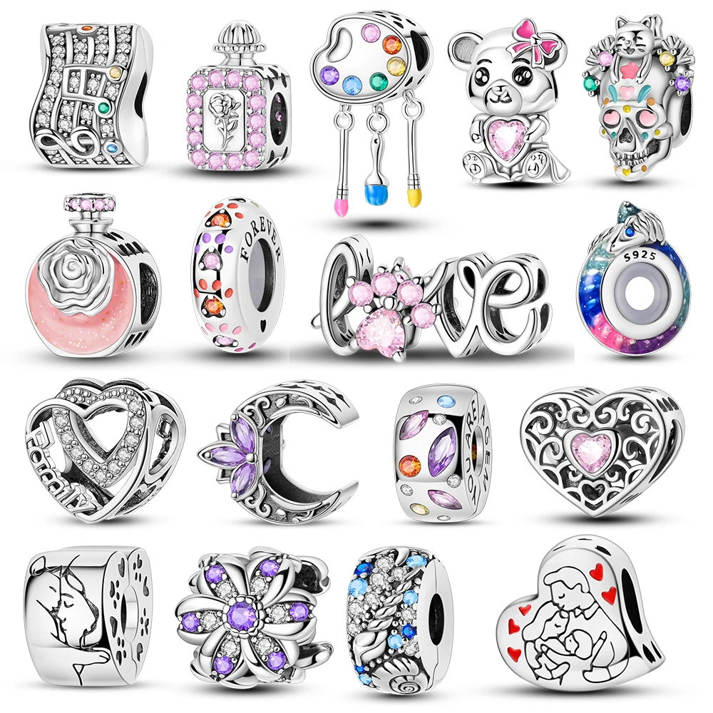 Colored Zirconium 925 Sterling Silver Hollow Moon Heart Shaped Flower&Bear&Love Charm Fit DIY Bracelet Ladies' Gift Jewelry
Colored Zirconium 925 Sterling Silver Hollow Moon Heart Shaped Flower&Bear&Love Charm Fit DIY Bracelet Ladies' Gift Jewelry
