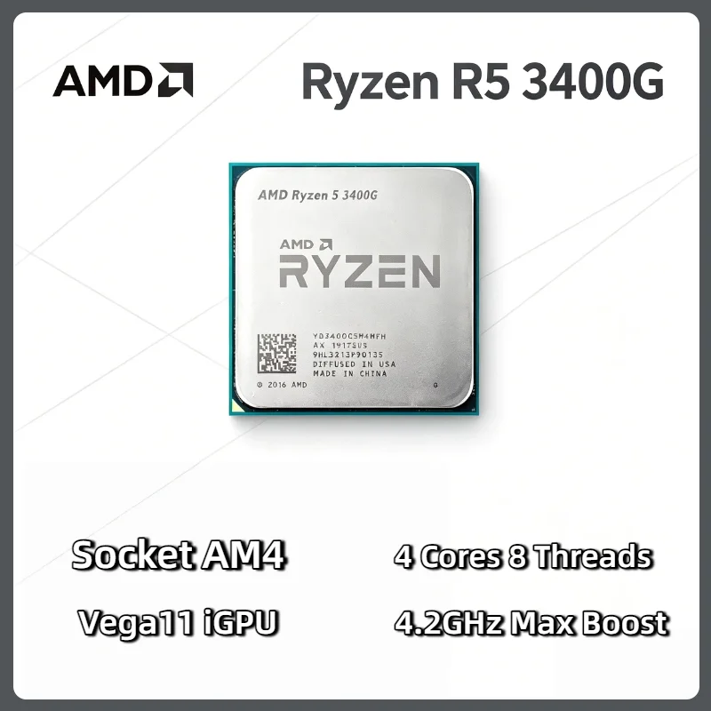 Budget AMD Ryzen 5 3400G APU 4C 8T 4.2GHz Max Boost 65W AM4 Socket Vega 11 Graphics Desktop Processor for Home Office PC
Budget AMD Ryzen 5 3400G APU 4C 8T 4.2GHz Max Boost 65W AM4 Socket Vega 11 Graphics Desktop Processor for Home Office PC