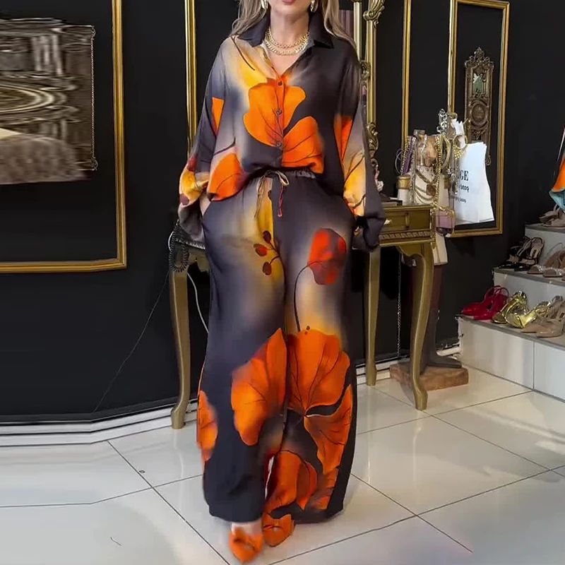 2025 Elegant Pattern Print Commuter Sets Fashion Lapel Button Shirt & Long Pant Suit Women Casual Long Sleeve Loose 2Pc Outfits
2025 Elegant Pattern Print Commuter Sets Fashion Lapel Button Shirt & Long Pant Suit Women Casual Long Sleeve Loose 2Pc Outfits