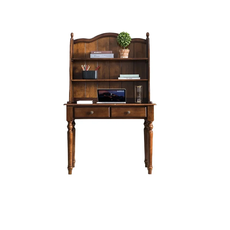 desk bookshelf combination, all solid wood computer desk, small apartment household writing desk log
desk bookshelf combination, all solid wood computer desk, small apartment household writing desk log
