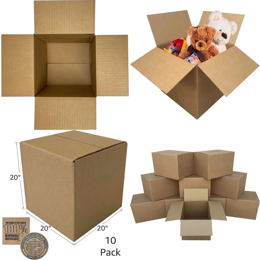 10-Pack 20x20x20 Corrugated Shipping Boxes
10-Pack 20x20x20 Corrugated Shipping Boxes