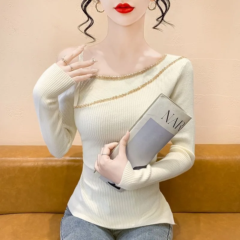 Women Clothing Autumn Winter Fashion Simplicity All-match Fashionable Knitting Solid Color Diagonal Collar Slim Sweater Pullover
Women Clothing Autumn Winter Fashion Simplicity All-match Fashionable Knitting Solid Color Diagonal Collar Slim Sweater Pullover
