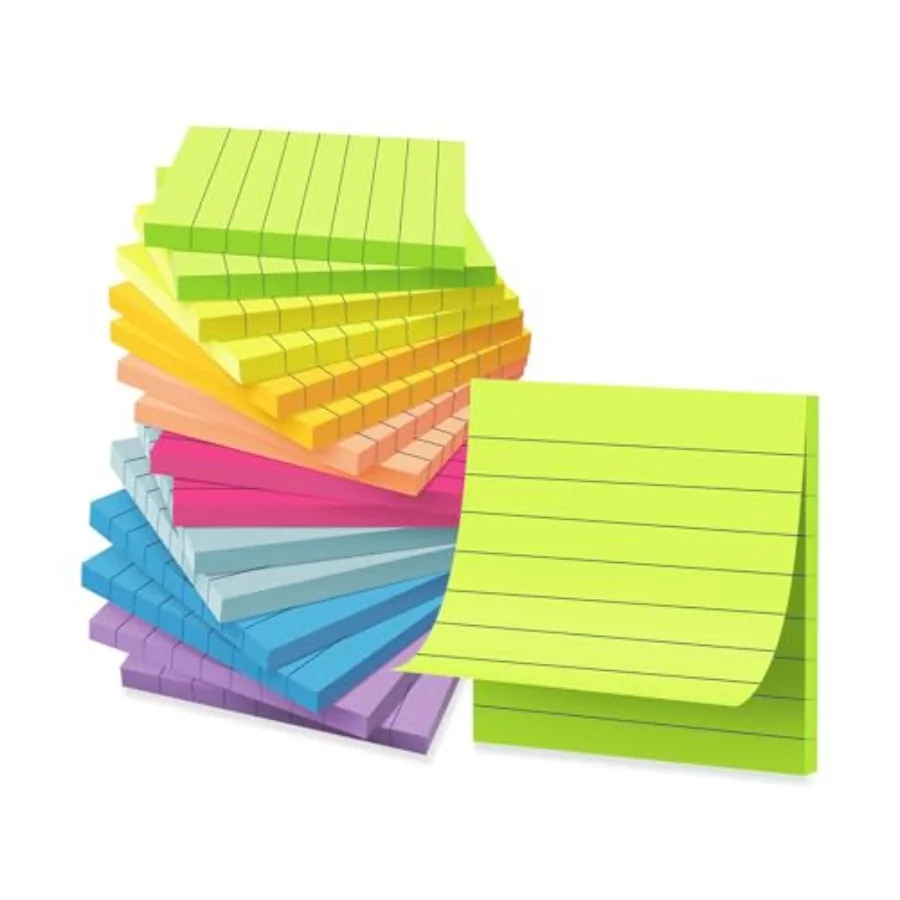 16 Pack Lined Sticky Notes 3x3 in Ruled Stickies Super Sticking Power Memo Pads Bright Colors
16 Pack Lined Sticky Notes 3x3 in Ruled Stickies Super Sticking Power Memo Pads Bright Colors