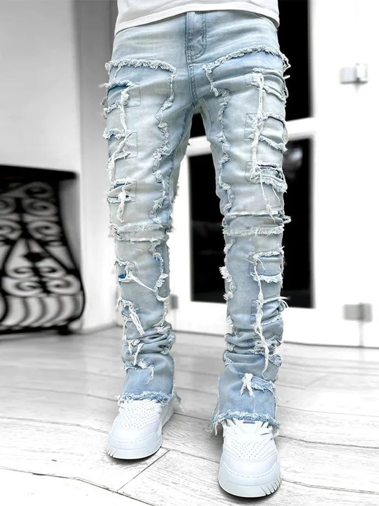 Patchwork Jeans For Men Bottom Baggy 2025 Summer Streetwise Stretch Patch Mid Waist Long Pants Solid New Fashion Men's Clothing
Patchwork Jeans For Men Bottom Baggy 2025 Summer Streetwise Stretch Patch Mid Waist Long Pants Solid New Fashion Men's Clothing